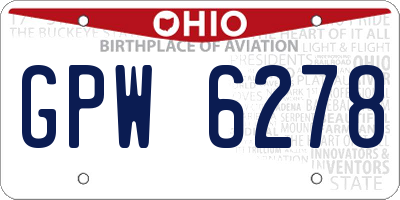 OH license plate GPW6278