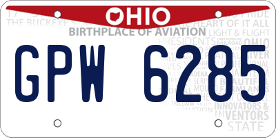 OH license plate GPW6285