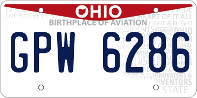 OH license plate GPW6286