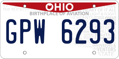 OH license plate GPW6293
