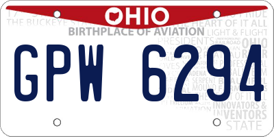 OH license plate GPW6294