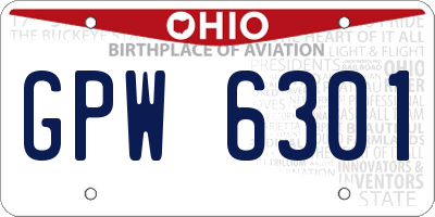 OH license plate GPW6301