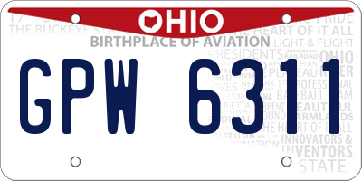 OH license plate GPW6311