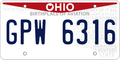 OH license plate GPW6316
