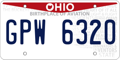 OH license plate GPW6320