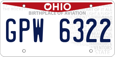 OH license plate GPW6322
