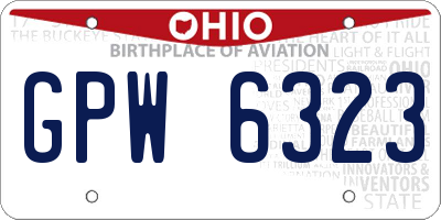 OH license plate GPW6323