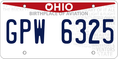 OH license plate GPW6325