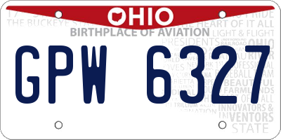 OH license plate GPW6327