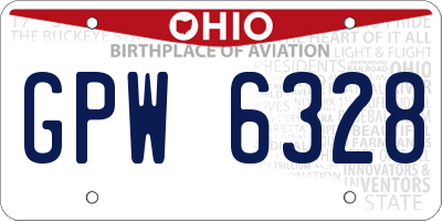 OH license plate GPW6328