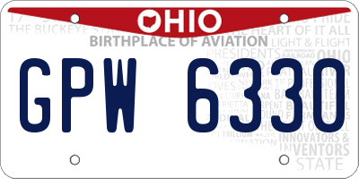 OH license plate GPW6330