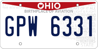 OH license plate GPW6331