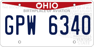 OH license plate GPW6340