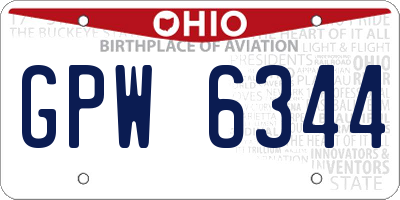 OH license plate GPW6344
