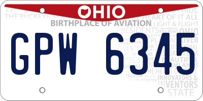 OH license plate GPW6345