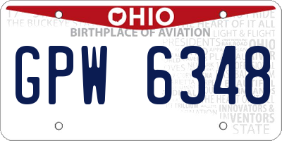 OH license plate GPW6348