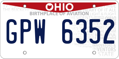 OH license plate GPW6352