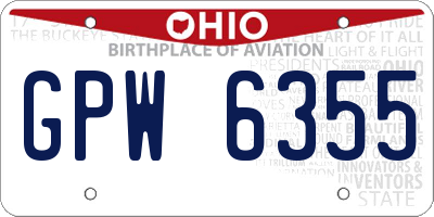 OH license plate GPW6355