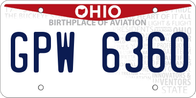 OH license plate GPW6360