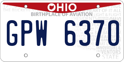 OH license plate GPW6370