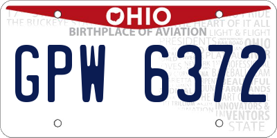 OH license plate GPW6372