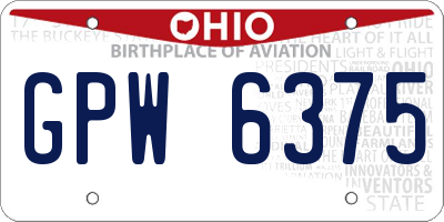 OH license plate GPW6375