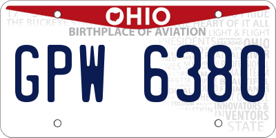 OH license plate GPW6380