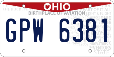 OH license plate GPW6381