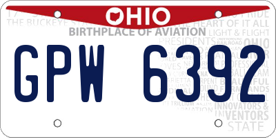 OH license plate GPW6392