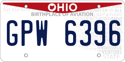 OH license plate GPW6396