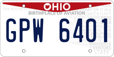 OH license plate GPW6401