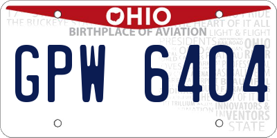 OH license plate GPW6404