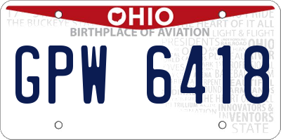 OH license plate GPW6418