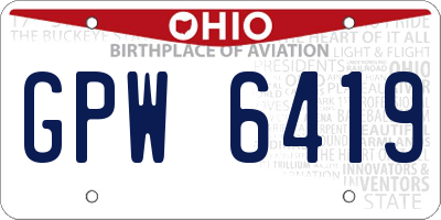 OH license plate GPW6419