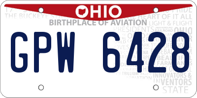 OH license plate GPW6428