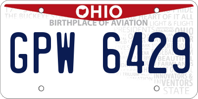 OH license plate GPW6429
