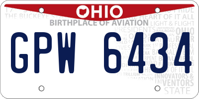 OH license plate GPW6434