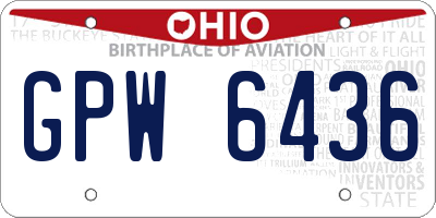 OH license plate GPW6436