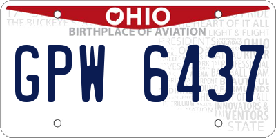 OH license plate GPW6437