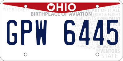 OH license plate GPW6445