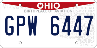 OH license plate GPW6447