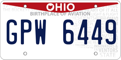 OH license plate GPW6449