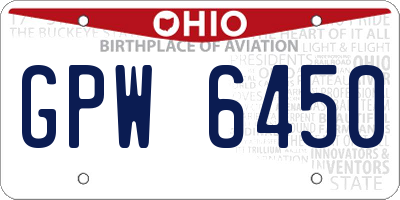OH license plate GPW6450