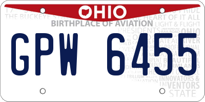 OH license plate GPW6455
