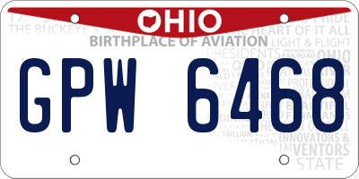 OH license plate GPW6468