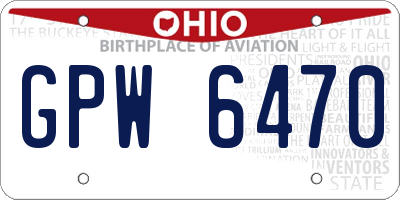 OH license plate GPW6470