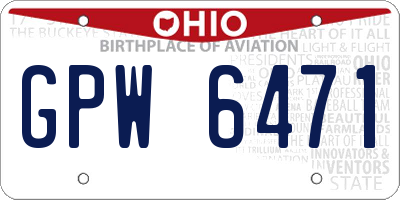 OH license plate GPW6471