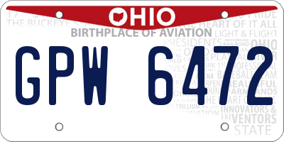 OH license plate GPW6472