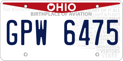 OH license plate GPW6475