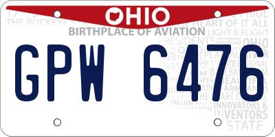 OH license plate GPW6476